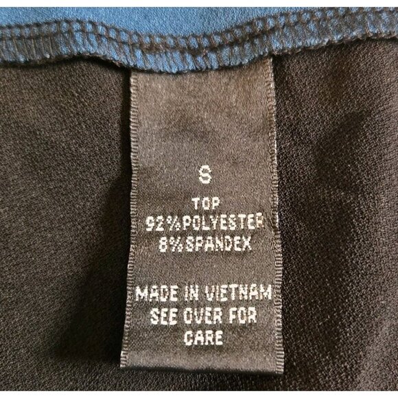 B.Design Womens Colorblock Tunic Small Asymmetrical Blue Teal Black 3/4 Sleeve - Picture 6 of 7